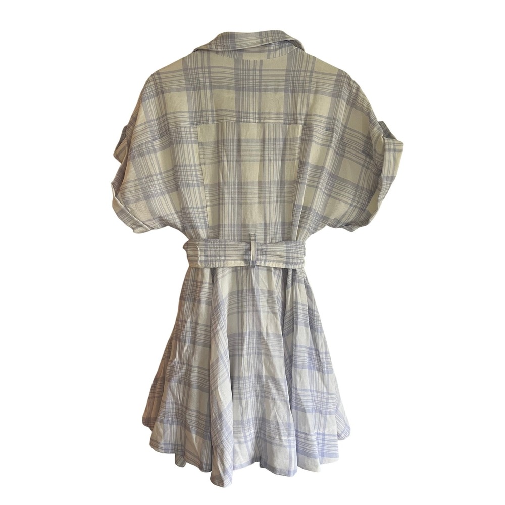 Mable Plaid Button Front Belted Mini Dress - Picture 3 of 7